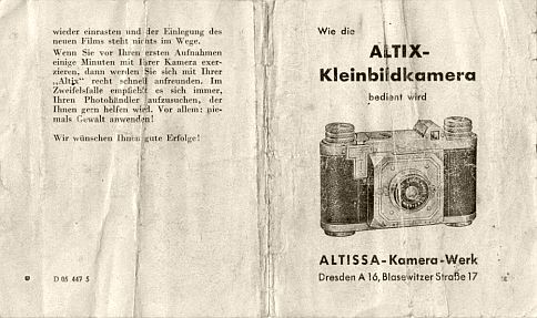 Bedienungsanleitung zur Altix I (Druckst�ck-Registrierungsnummer: D�05�447�5)