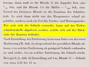 In der fr�hen Ausgabe 561-37078 K� III-9-5-252 der Bedienungsanleitung f�r die Altix IV gibt es Hinweise auf die Tiefensch�rfetabelle und und das Meritar 2,9/50.