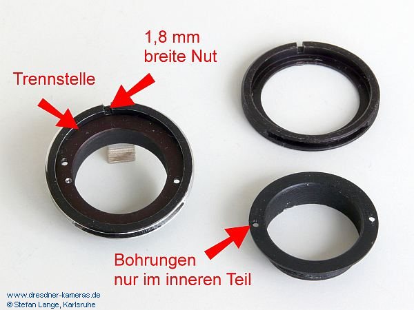 Altix-Bajonetteinsatz: links fr�he einteilige Version, rechts sp�tere zweiteilige Version