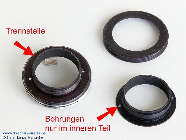 Altix-Bajonetteinsatz: links fr�he einteilige Version, rechts sp�tere zweiteilige Version