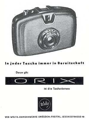 Orix-Werbeanzeige, Welta-Kamerawerke 1958