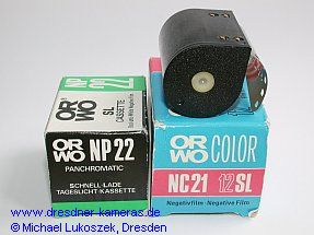 verschiedene �ltere ORWO-Filme in SL-Kassetten konfektioniert