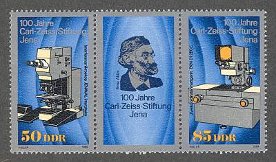1989 - 100 Jahre Carl-Zeiss-Stiftung, Zusammendruck Michel-Nr. 3252-3253