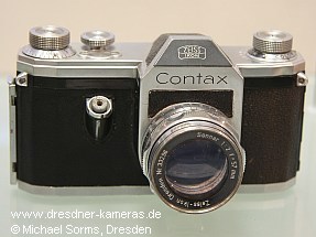 Contax S #1527 mit Sonnar 1:2 f=57mm; mit schwarz �bermalter Frontschr�ge