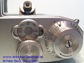 sehr fr�he Contax S #1626 mit Biotar 1:2 f=58mm; 1/1000s fehlt, k�rzeste Zeit 1/500s