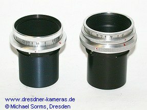 Vergleich Tessar #9720340 (links) und Meritar #812897 (rechts) mit versenkter Fassung