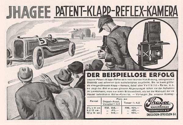 Ihagee Patent-Klapp-Reflex-Kamera (Werbeanzeige in der Zeitschrift �Photographie f�r Alle�, 1928)