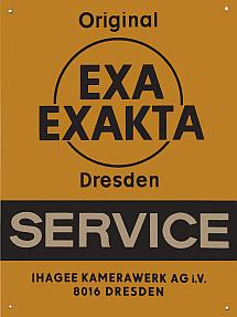 Service-Schild: Diese Schilder befanden sich an Servicestellen des Ihagee-Kamerawerkes (diese Ausf�hrung ab Mitte der 1960er Jahre)