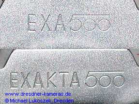 Gravuren Exa 500 und Exakta 500