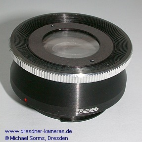 Ihagee-Objektivlupe Version 1a (ab 1952), Geh�useh�he 19 mm, Lupenglas-Durchmesser 23 mm, mit Bohrungen f�r Einschraubwerkzeug an Lupenfassung
