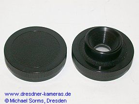 Objektivr�ckdeckel mit Fernrohrokular (links Standarddeckel)
