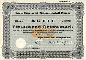 Ihagee Gr�nderaktie �ber 1.000 RM