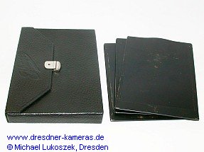 Ihagee-Tasche und Fotoplatten f�r Plattenkameras