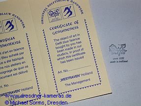 Ihagee-Kachel (Delfter Blau) zur Erinnerung an den 30. Jahrestag der Firmengr�ndung 1942 - etwa 1990 als Replik gefertigt und an ehemalige Mitarbeiter abgegeben worden