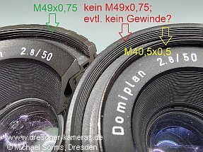 Vergleich Gewinde Version 2 links und Version 1 rechts Vergleich Gewinde Version 2 links und Version 1 rechts