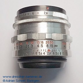 TES-Interimar 1:2,8/50mm Nr. 380503, Namensvariante des Tessar 2,8/50