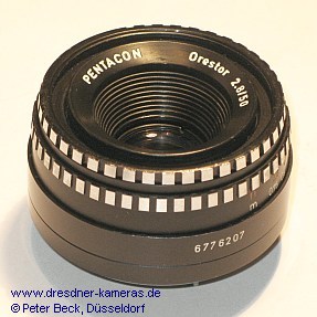 Pentacon Orestor 2,8/50 (M42 Automatik), Namensvariante des Meyer Domiplan 2,8/50