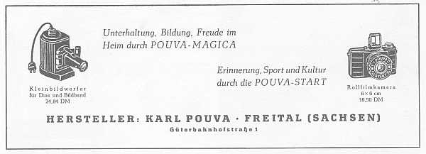 Werbeanzeige des Jahres 1956 f�r Pouva magica und Pouva start