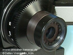 Sonderobjektiv SO-3.3 (Tessartyp 3,5/75) mit vorgeschraubter Irisblende Sonderobjektiv SO-3.3 (Tessartyp 3,5/75) mit vorgeschraubter Irisblende