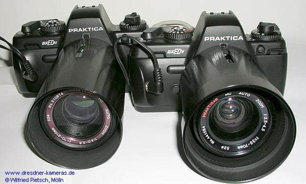T�terlichtbildkameras f�r den Erkennungsdienst Praktica BX�ED�H (Halbformat, 254 St�ck gefertigt) und Praktica BX�ED�V (Vollformat), hier die  Versionen ohne Vorlaufwerk. 