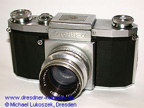 Praktica (1950) mit Meyer Primoplan 1,9/58 - Modell mit eingeschraubten Trage�sen