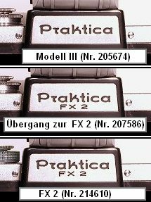verschiedene Schilder im �bergangsbereich von der Praktica Modell III zur Praktica FX 2