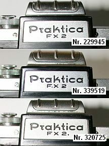 unterschiedliche Gravuren der Modellbezeichnung: FX�2, F.X�2 und seltener FX�2.