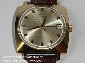 Automatikuhr Poljot (Kal. 2616, 30 Jewels) mit r�ckseitiger Gravur des Ernemann-/Pentacon-Turmes (Jubil�umsgeschenk f�r Mitarbeiter aus den 1970-er Jahren)