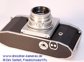 Praktica EFX - Einbau einer Koax-Blitzbuchse f�r F und X in eine Praktica mit Bodenkontakten, Gravur EFX auf Frontplatte