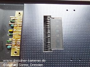 Detailaufnahme Datenr�ckwand f�r die Praktica L-Reihe.