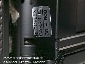 Praktica B 200 with Beroflex-warranty-sticker(here: sales-office Bad Kissingen, sales-year 1980)