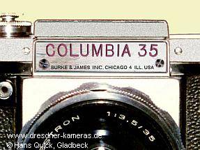 COLUMBIA 35 (Praktica FX) Distributor Burke & James, Chicago