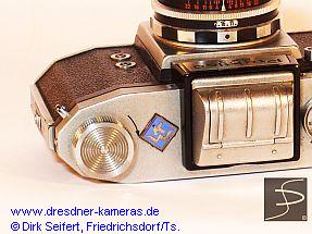 Praktica F.X 3 with blue KW-label on top-plate