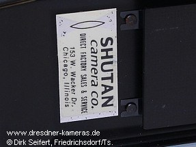Hanimex Praktica nova I with sticker of Shutan Camera Co. Chicago