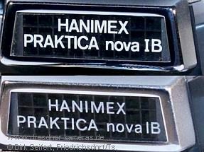 Hanimex Praktica nova IB (versions with different lettering)