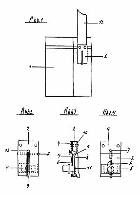 Zeichnungen der Tragriemensicherung im Antrag auf Gebrauchsmusterschutz (D.R.G.M. 1489276 vom 20.4.1940)