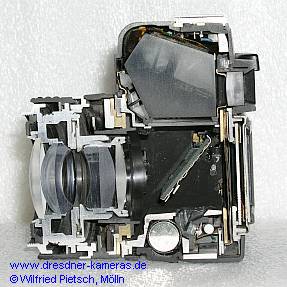 Querschnitt einer Praktica BX 20 mit Pentacon Prakticar 1,8/50 - jetzt in einer privaten Sammlung